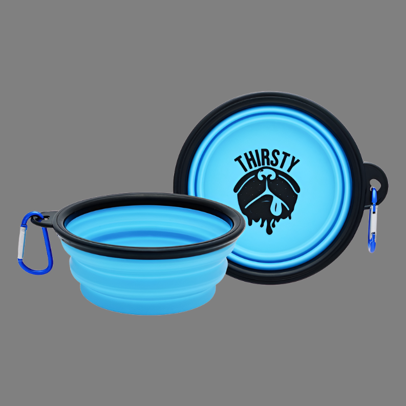 "Thirsty" Blue Dog Bowl