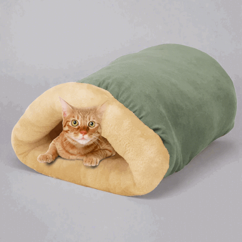 GOOPAWS 4 in 1 Self Warming Burrow Cat Bed, Pet Hideway Sleeping Cuddle Cave