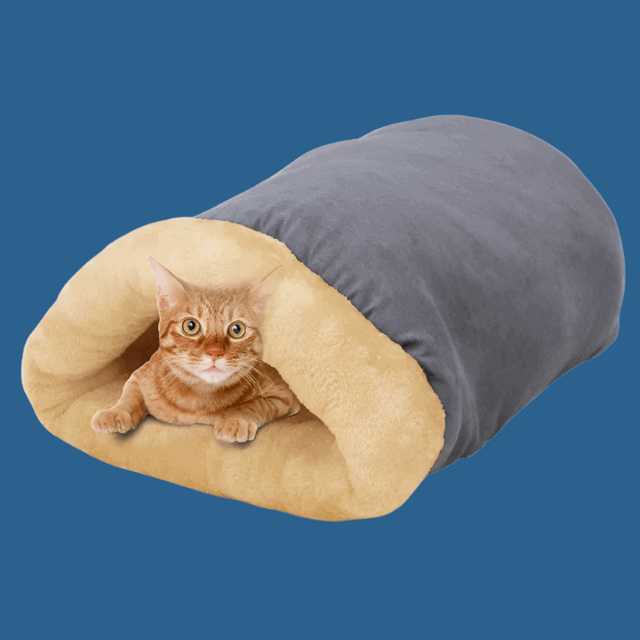 GOOPAWS 4 in 1 Self Warming Burrow Cat Bed, Pet Hideway Sleeping Cuddle Cave