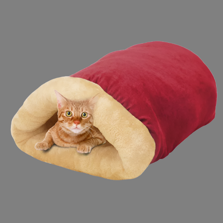 GOOPAWS 4 in 1 Self Warming Burrow Cat Bed, Pet Hideway Sleeping Cuddle Cave