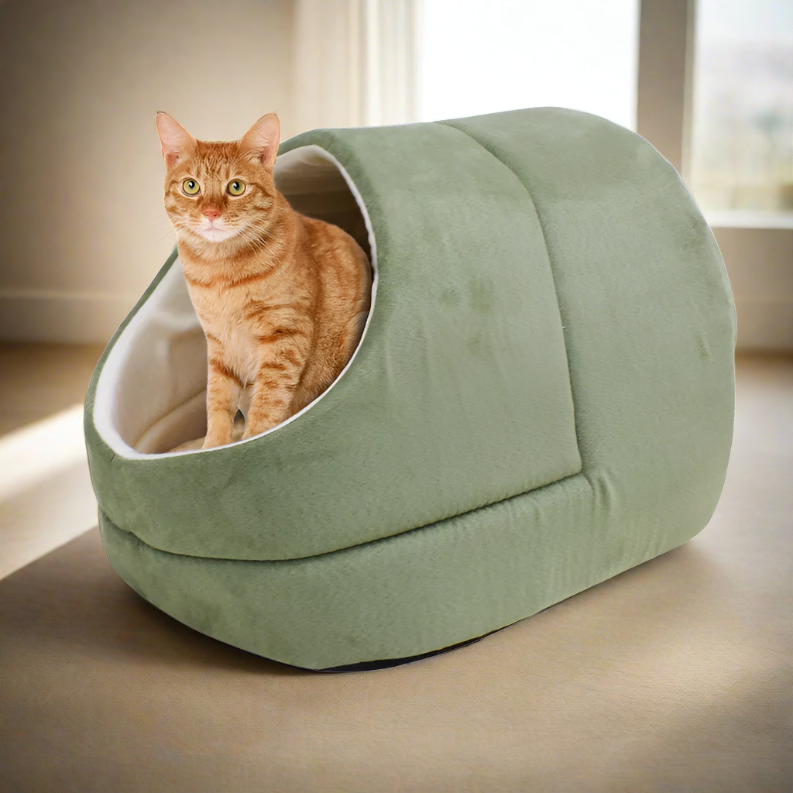 GOOPAWS Cat Cave for Cat and Warming Burrow Cat Bed, Pet Hideway Sleeping Cuddle Cave