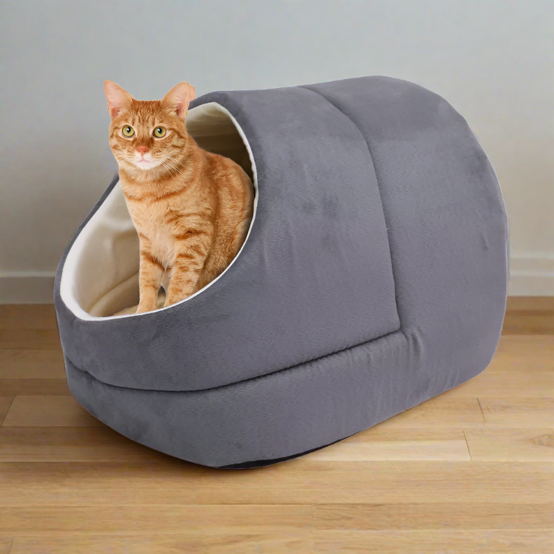 GOOPAWS Cat Cave for Cat and Warming Burrow Cat Bed, Pet Hideway Sleeping Cuddle Cave