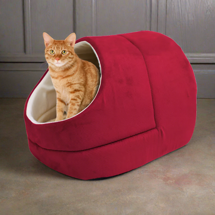 GOOPAWS Cat Cave for Cat and Warming Burrow Cat Bed, Pet Hideway Sleeping Cuddle Cave