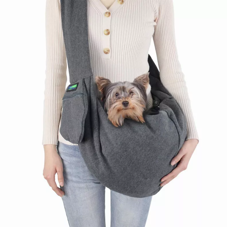 JESPET Comfy Pet Sling for Small Dog Cat, Hand Free Sling Bag Breathable Soft Knit with Front Pocket, Travel Puppy Carrying Bag, Pet Pouch. Machine Washable