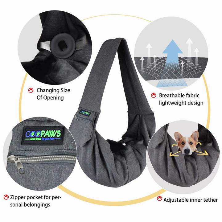 JESPET Comfy Pet Sling for Small Dog Cat, Hand Free Sling Bag Breathable Soft Knit with Front Pocket, Travel Puppy Carrying Bag, Pet Pouch. Machine Washable