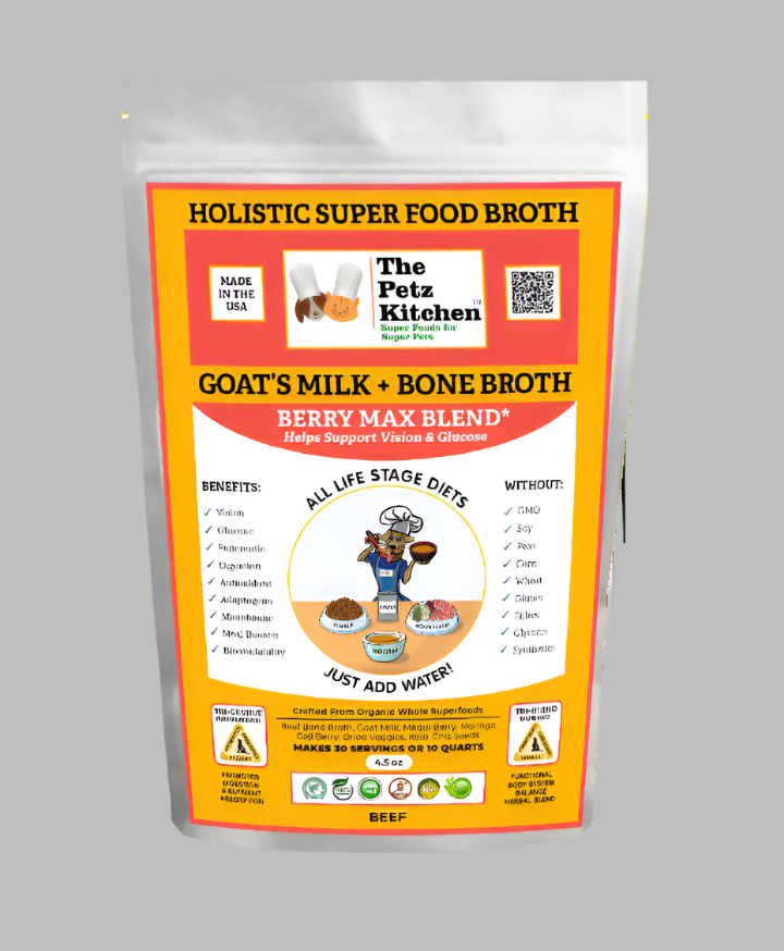 Goats Milk + Bone Broth Berry Max Antioxidant Vision & Glucose Support Broth* The Petz Kitchen Dog & Cat Holistic Super Foods*