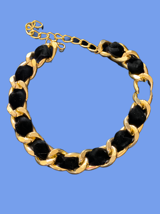 Gold Chain Velvet Collar