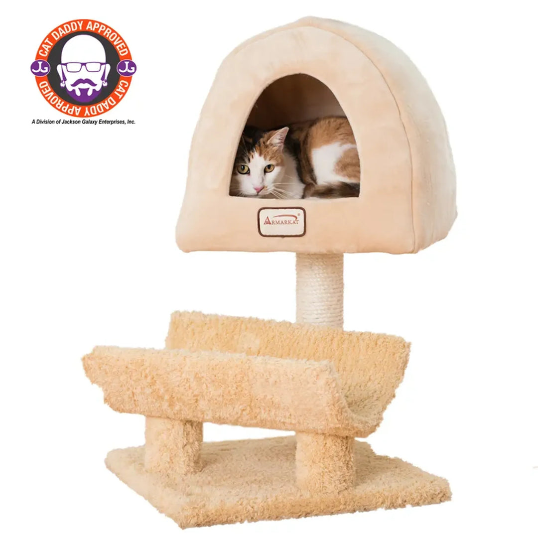 Armarkat X3007 Cat Condo, Real Wood Cat Scratching Post