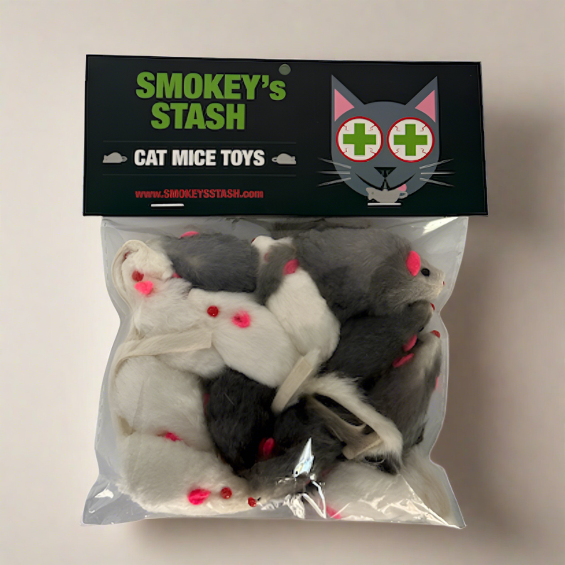 Smokey's Stash Rabbit Fur Mouse Cat Toy