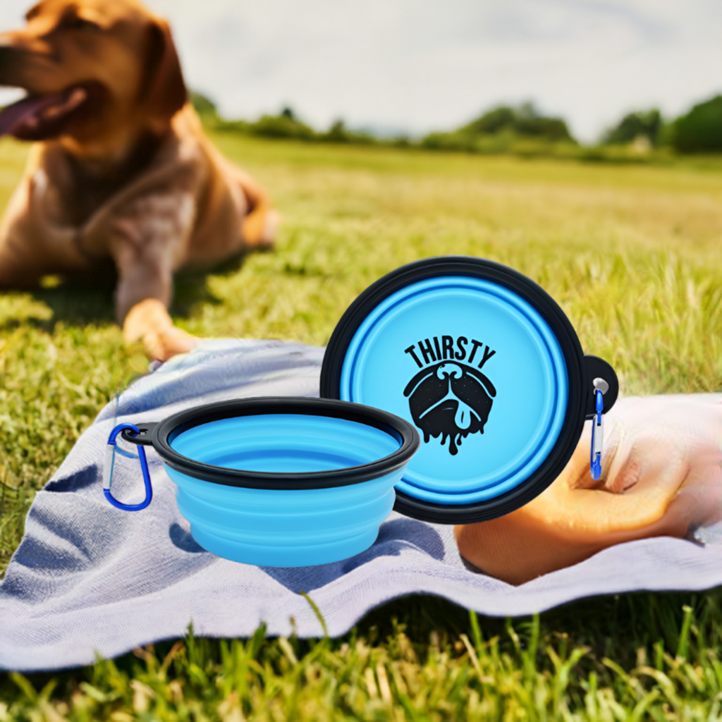 "Thirsty" Blue Dog Bowl